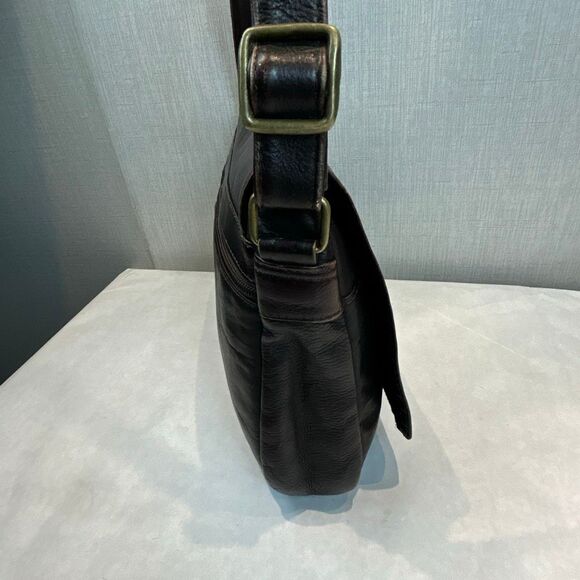 GH Bass Leather Purse Messenger Bag Brown Adjustable Shoulder Strap - Picture 8 of 14